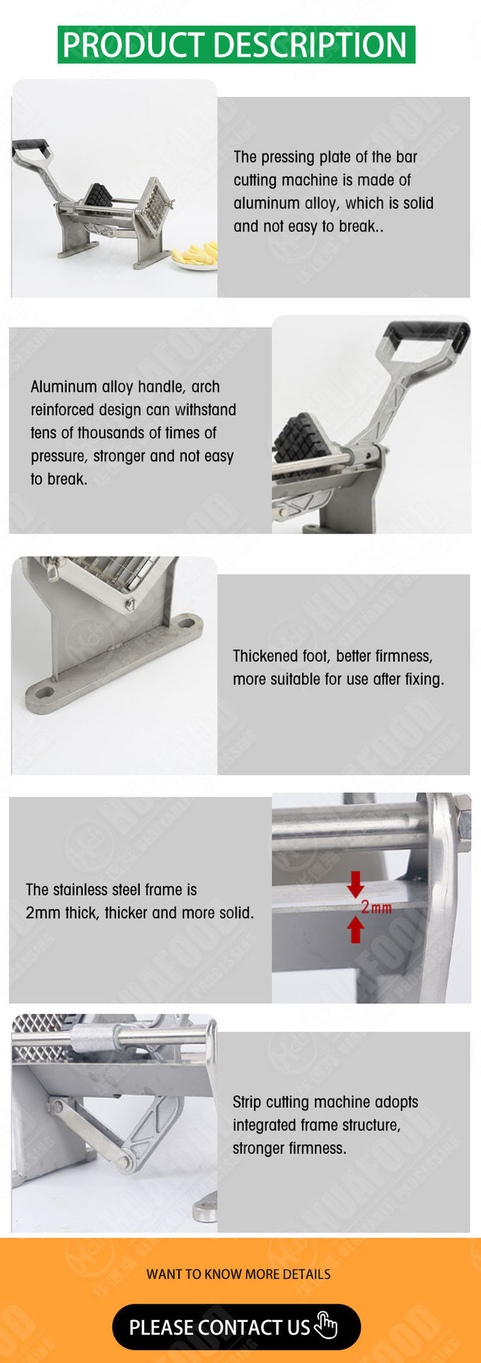 3/8'' Manual Potato Chips Slicer Sweet Potato Strips Shredder Making Machine