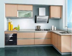 China Wood grain MFC kitchen cabinet wholesale
