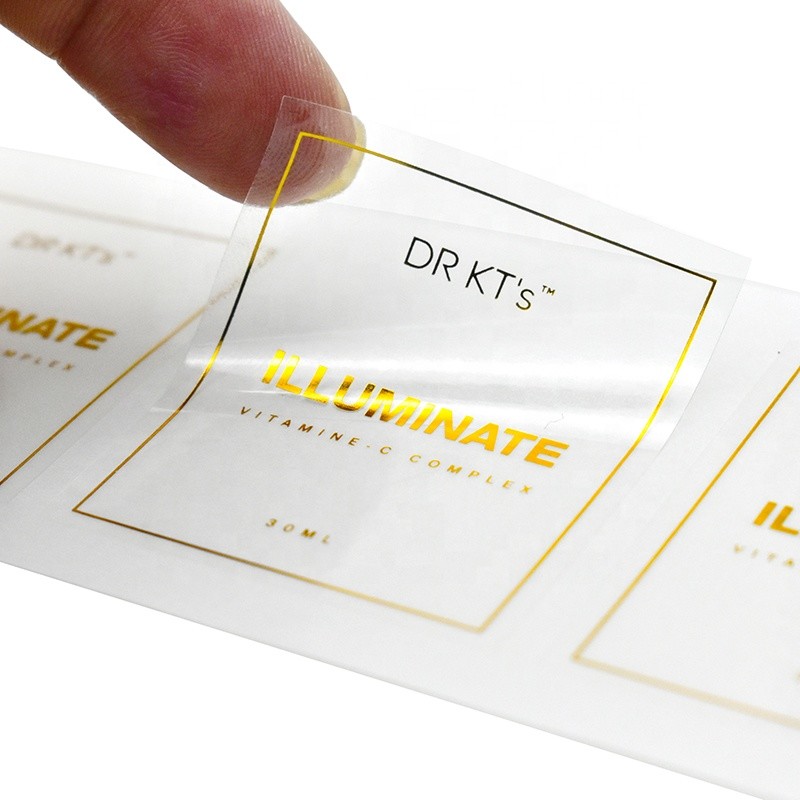 OEM Anti Ultraviolet Transparent PVC Vinyl Sticker With Rose Gold Foil Stamping