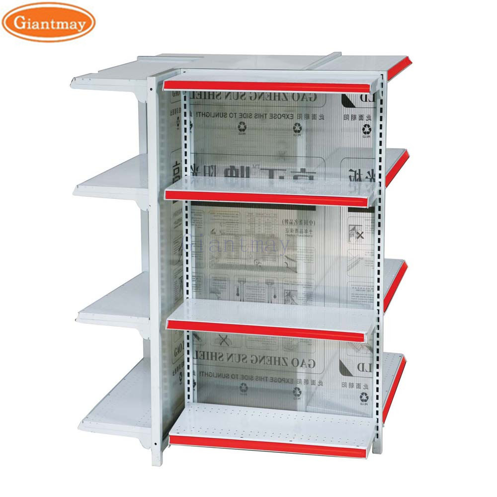 Display Rack Gondola For Pharmacy 4 Tiers Supermarket Shelves