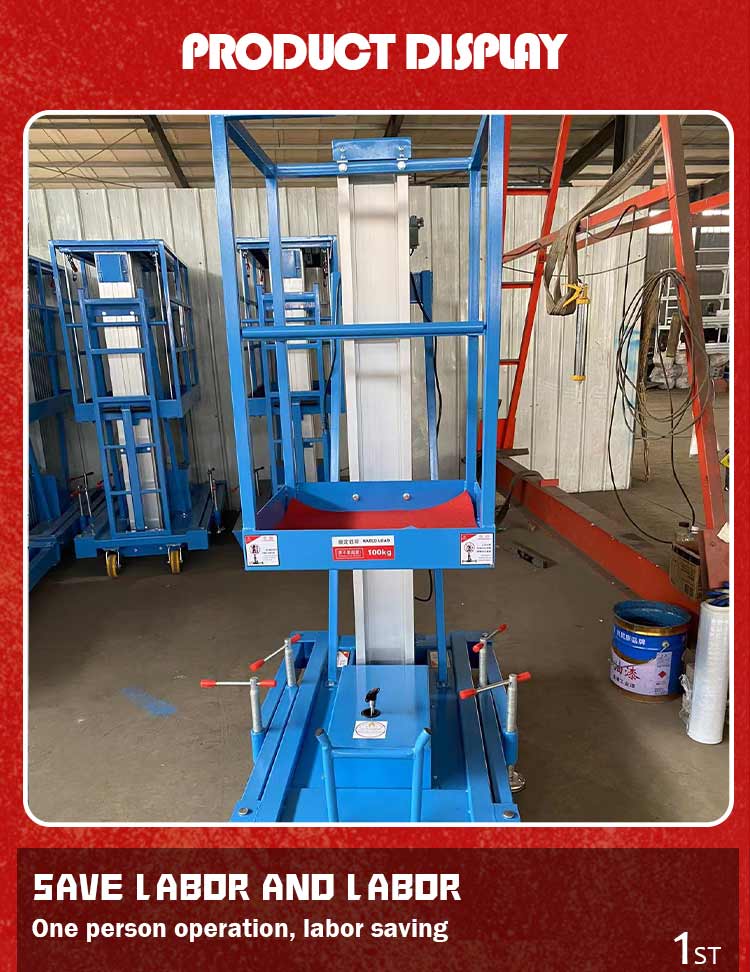 Mobile Push Around Personal Lift Vertical Mast Lift Manual Electric 4m 150kgs Portable One Man Lift for Sale