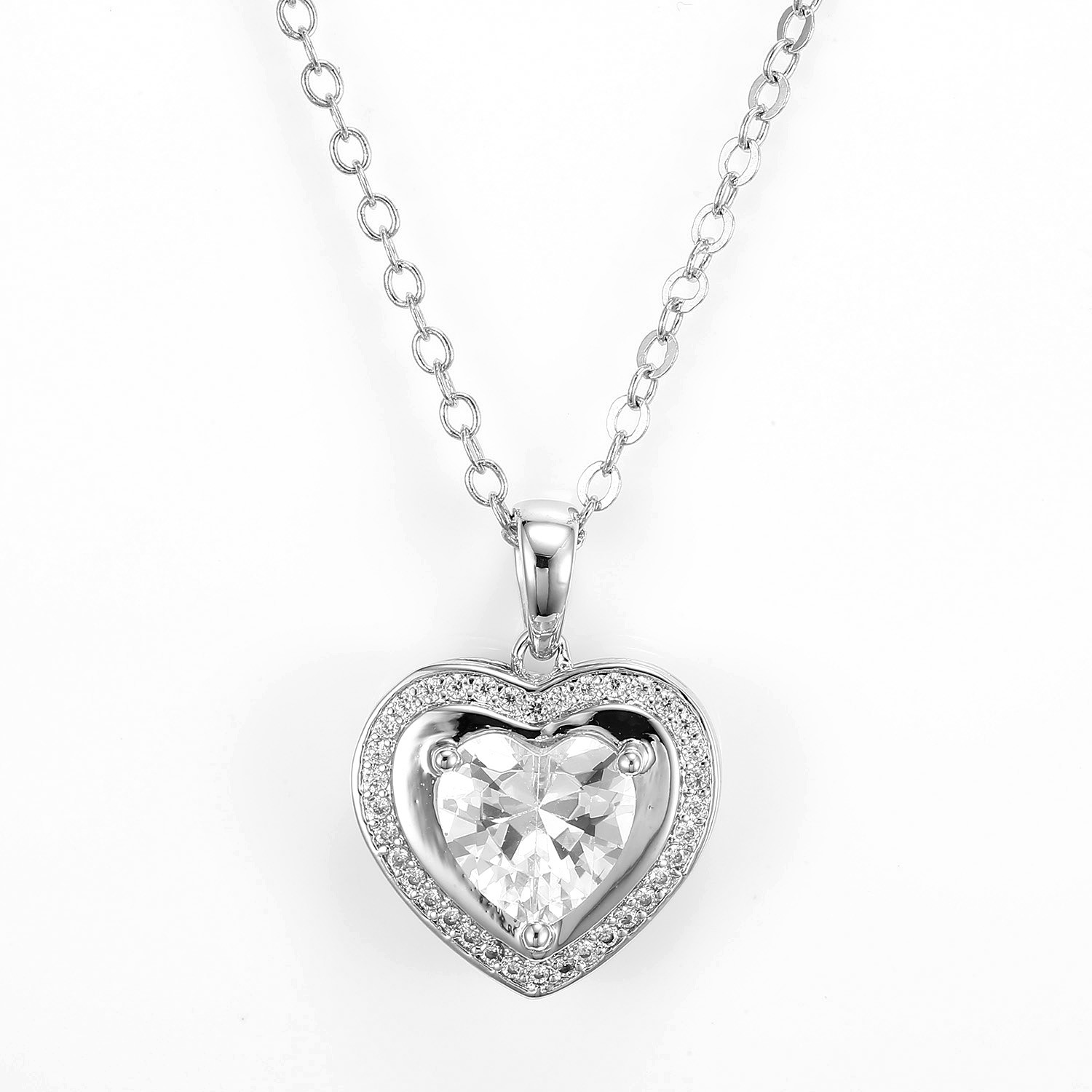 Engagement Gift 925 Silver CZ Pendant For Women Zircon Stone