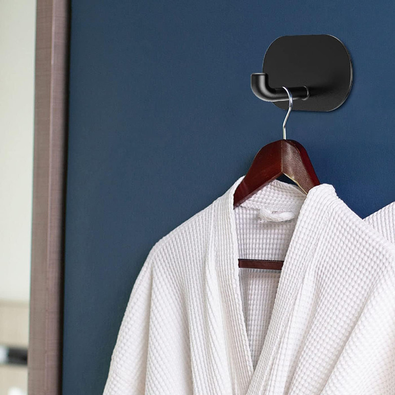 Rust-Proof Adhesive Hooks Heavy Duty Stick On Wall Hooks Stainless Steel Kitchen Bathroom Hooks