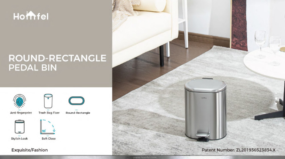 rounded rectangle trash can Stainless Steel Rolling Cover Step Pedal Trash Bin for kitche bathroom Office 6L 12L 30L 50L