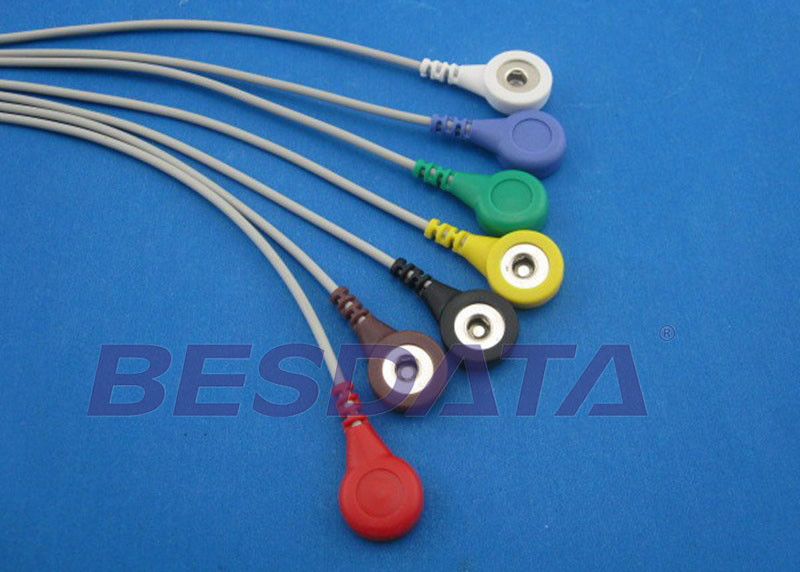 3 / 5 / 7 / 10 Leads ECG Cables And Leadwires With Snap Ending 1.5 Mm Din Connector