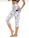 Women High Waist Leisure Fitness Yoga Pants With Pockets Tummy Control