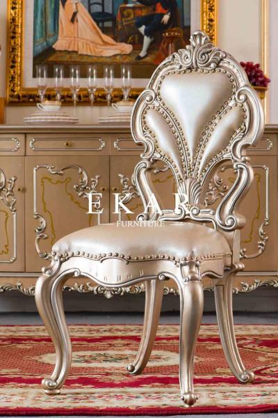 Luxury Dining Room Furniture European Upholstered French Leather Dining Chair LS