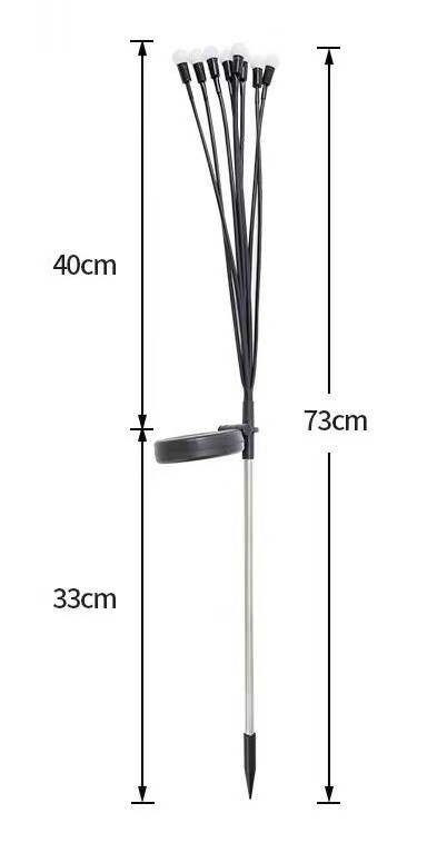 Led Solar Powered Wind-Powered Swaying Firefly Lamp Garden Outdoor Rgb Firework Light