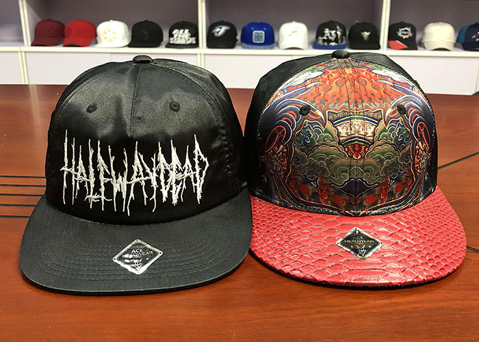 Customized colors special material embroidery logo flat brim snapback hats caps