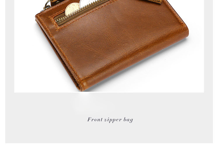 Minibook Genuine Leather Male Wallet with Anti-Theft Protection and Customizable Logo