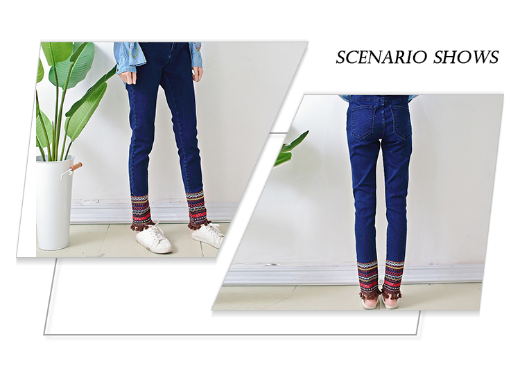 Customized Super Skinny Fit Denim Jeggings For Young Ladies Embroidery Around