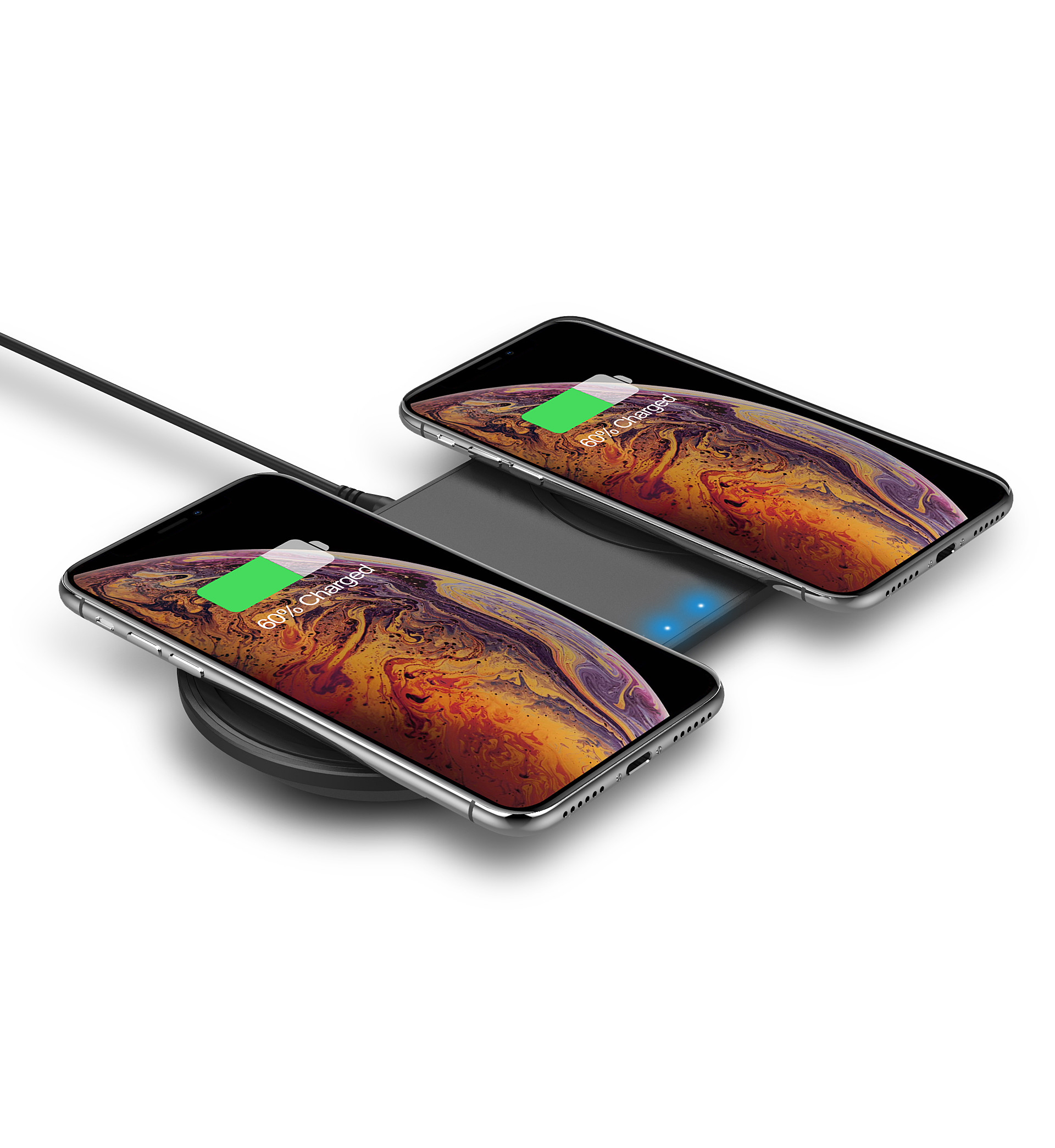 DC 5.0 Jack Wireless Charging Dual Pad Qi Certified Fast Charge