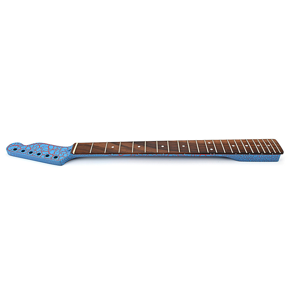 Maple Fender Tele Neck Replacement 22 Frets Rosewood Fretboard Blue Burst Crack White Dot