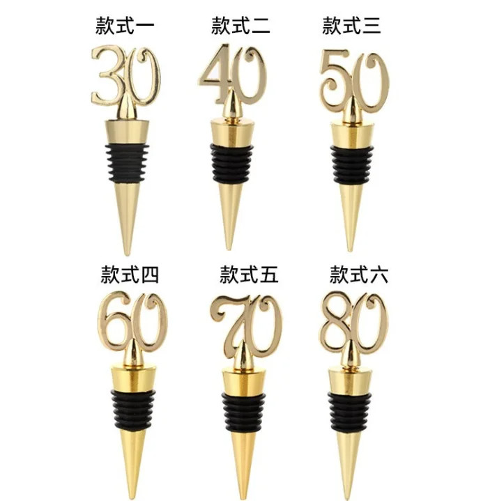 Christmas Birthday Promotional Gift Wine Stopper Party Gold Silver Wine Bottle Stopper