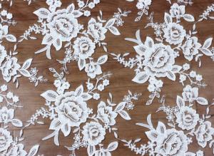 China Mesh Embroidery Fabric Fashion Lace for Bridal Dress Black Ivory Double Color wholesale