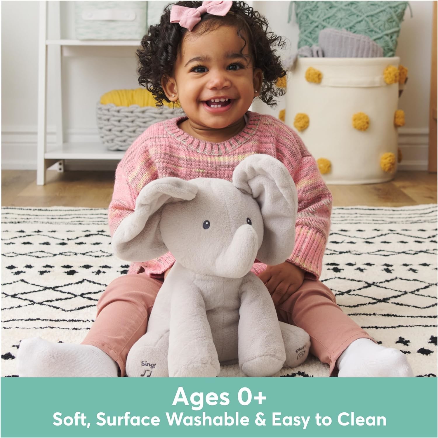 GUND Baby Animated Flappy The Elephant Plush, Singing Stuffed Animal Baby Toy for Ages 0 and Up, Gray, 12"