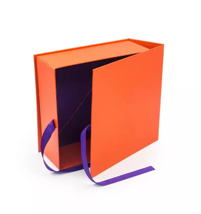 Birthday Christmas Printing Rigid Gift Box Cardboard With Silk Ribbon Closure