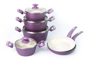 China Ceramic Coating Purple Paint 32cm 6L Aluminium Saucepan Sets wholesale