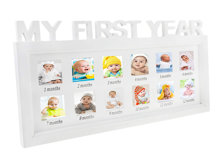White Xmas Memories Multi Picture Frames Gift For Newborn Girls / Boys Babies
