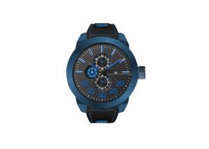 China Oversize Mens Leather Strap Watches , Leather Belt Watches SS Back Cover wholesale