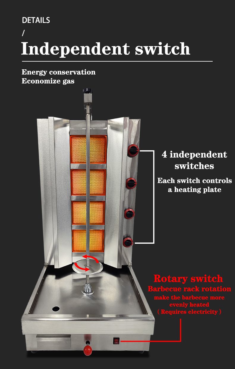 Automatic Grade Automatic 4 Burner Gas Chicken Shawarma Machine Your Shawarma Solution