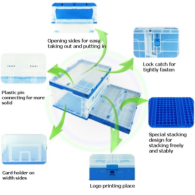 Durable Virgin PP Collapsible Containers Opening Door Both Sides