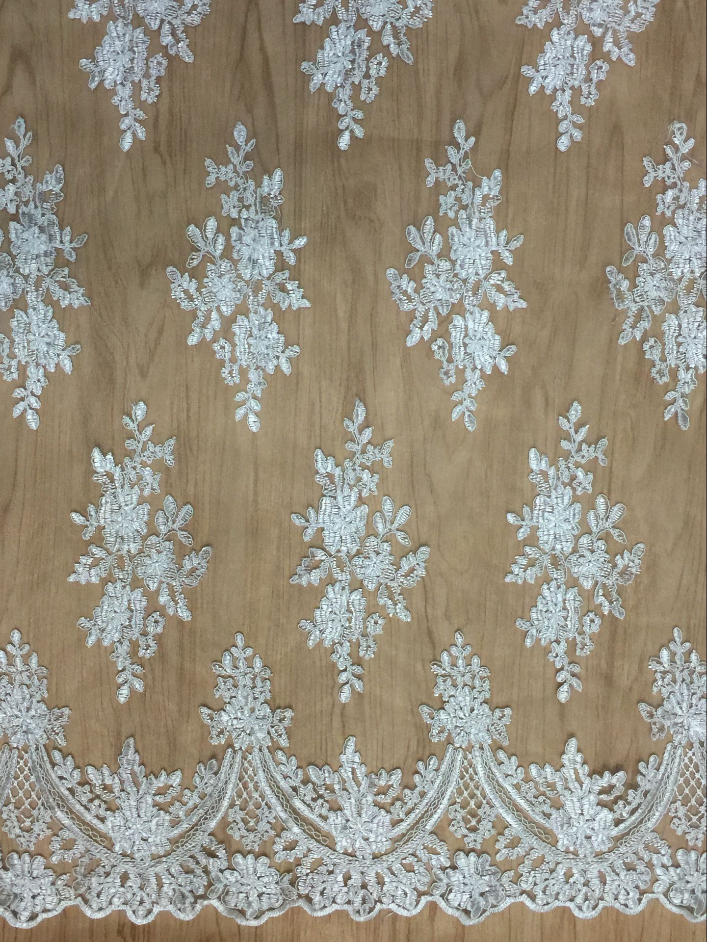 2017 new design embroidry tulle lace fabric With Cord for Bridal Dress