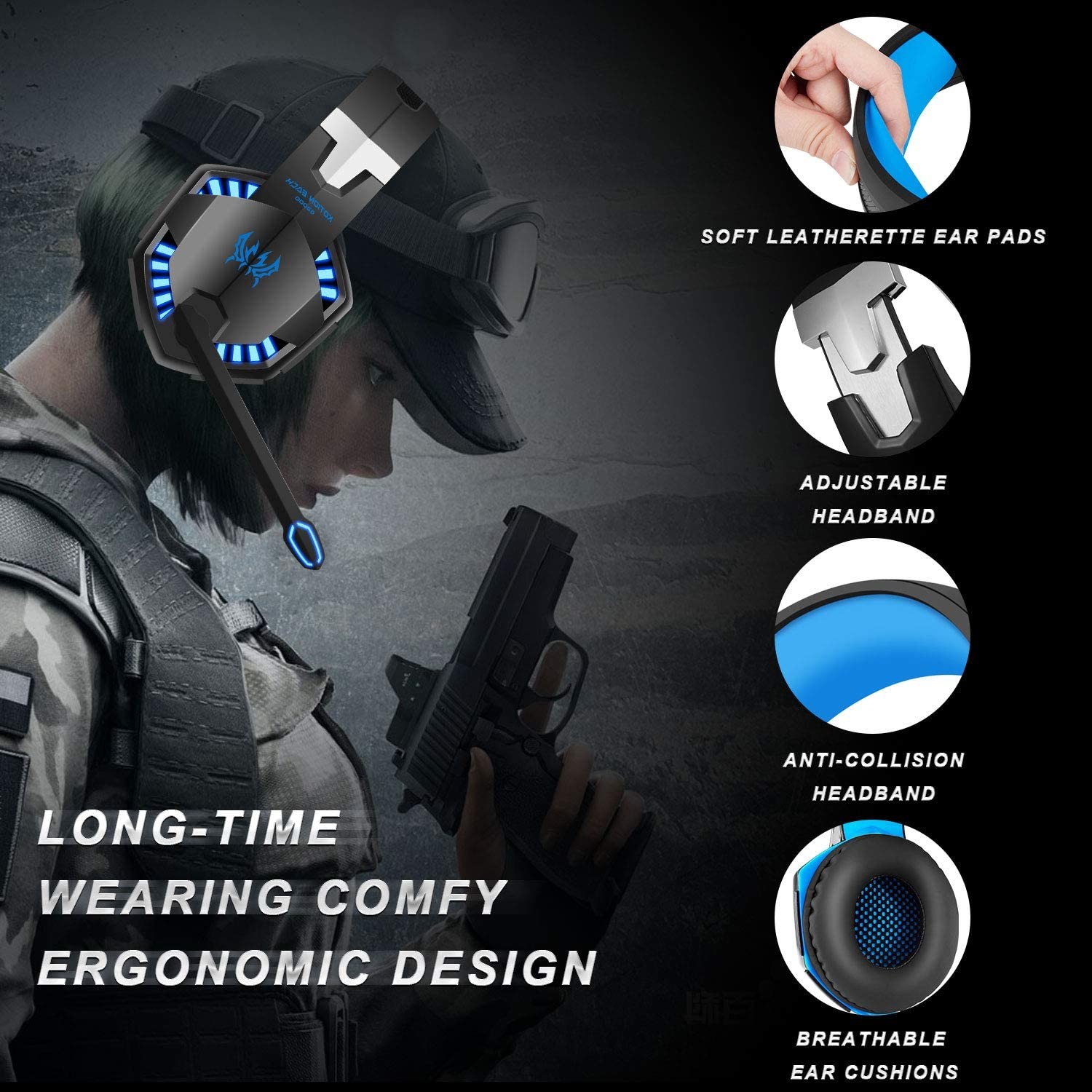 Deep Bass 2.2m 32ohm Kotion Each G2000 Gaming Headset