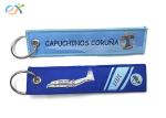 Train Woven Keychain , Embroidery Helicopter Custom Embroidered Keychain