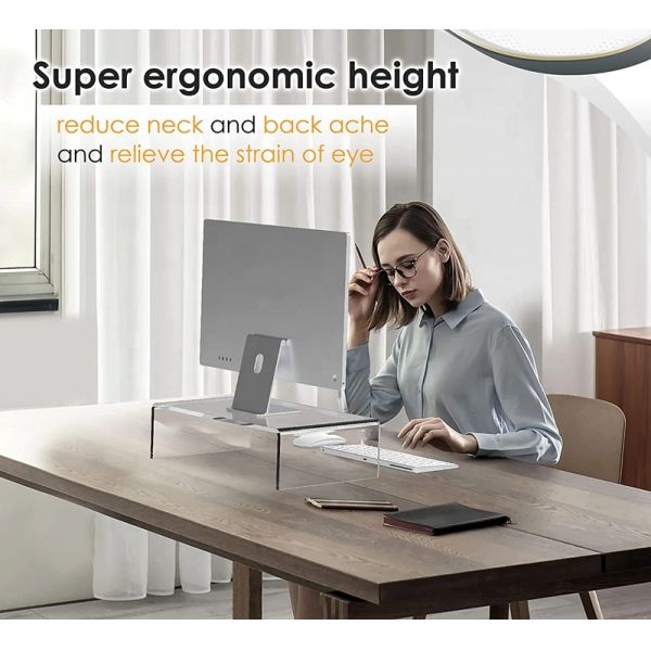 Acrylic Computer Riser With Drawers Monitor Monitor Keyboard Storage Laptop TV Screen Stand