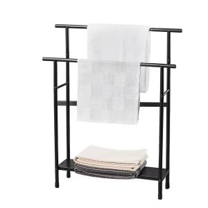 China Removable Standing Household Bathroom Metal FOLDABLE Compact freestanding towel holder wholesale