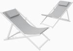 Outdoor Folding Beach Sling Chairs Set, Aluminum Patio Lounge Chair, Portable