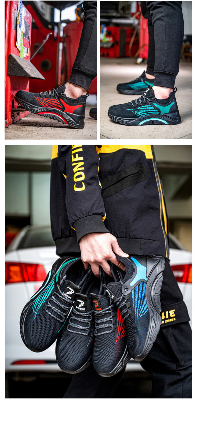 Color Summer Flying Knit Industrial Work Boots Kevlar Steel Toe Shoes