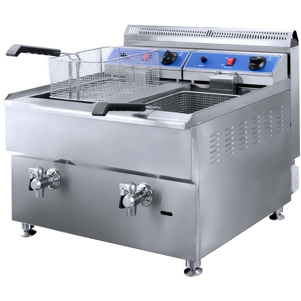Commercial Fryer Double 18l Stainless Steel Deep Tank Gas Deep Fryers Potato Gas Chips Fryer