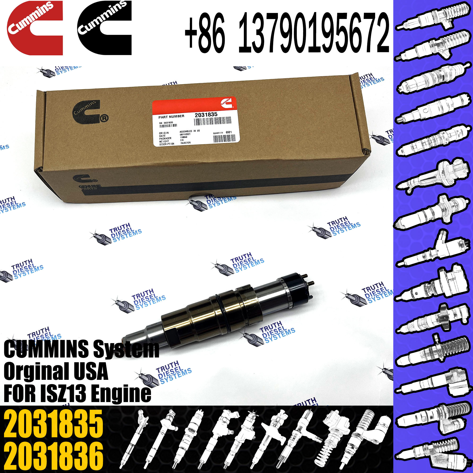 common rail diesel fuel injector 0984301 2031835 2897320 2872289 2030519 1948565 for cummins scania XPI series injector