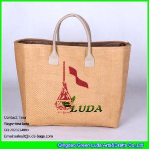 China LUDA logo printed straw beach bag fashion paper straw handbags for summer 2012 wholesale