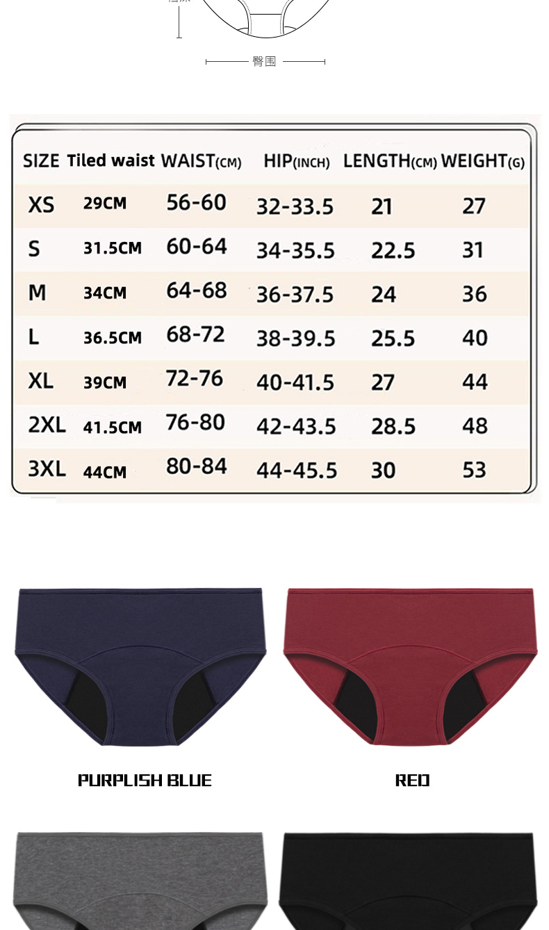 Cotton Women'S Leak Proof Underpants High Absorbing Mid Waist Underwear