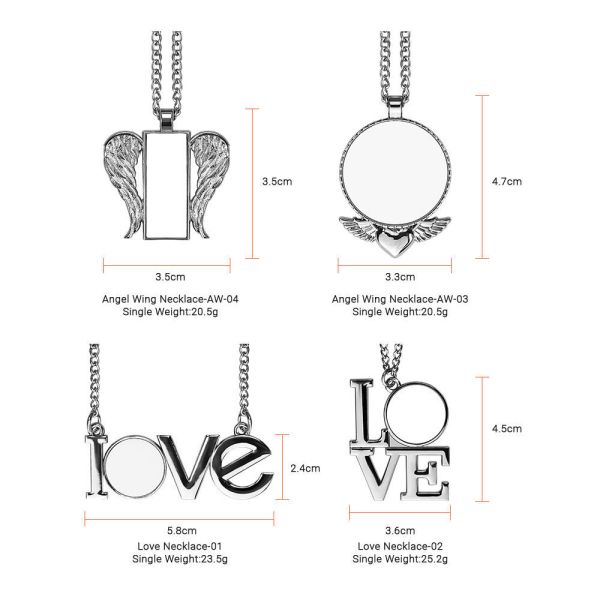 Sublimation Photo Necklace Blanks Wings Pendant Ornament Diy Printing Customized Logo Sublimation Angel Wing Necklace