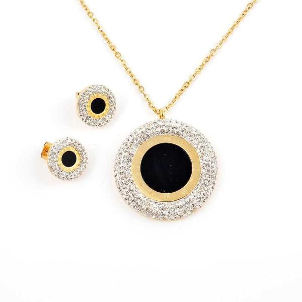 South American Fashion Stainless Steel Earrings With Matched Pendant Necklace