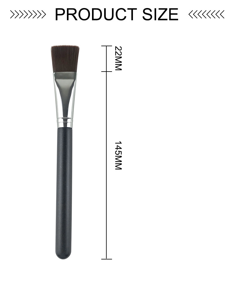 Flat Single Makeup Brush For Foundation And Mask Black Synthetic Hair