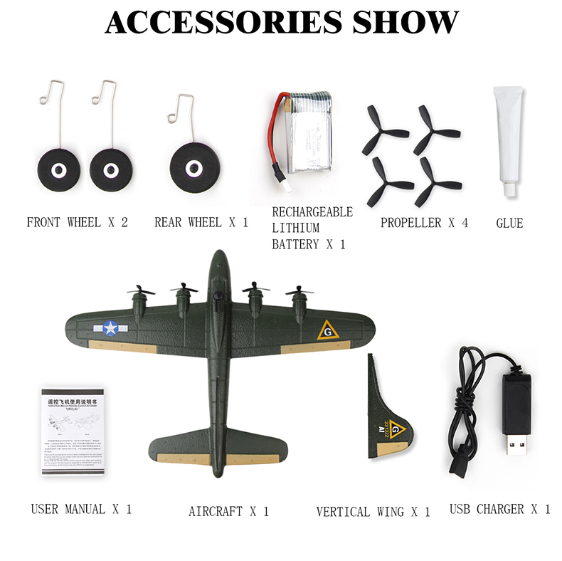 State of Assembly Ready-to-Go Foam Glider Toy Gift Toys Fx-817 Aircraft Model B17 Bomber Outdoor Remote Control Fixed-wing