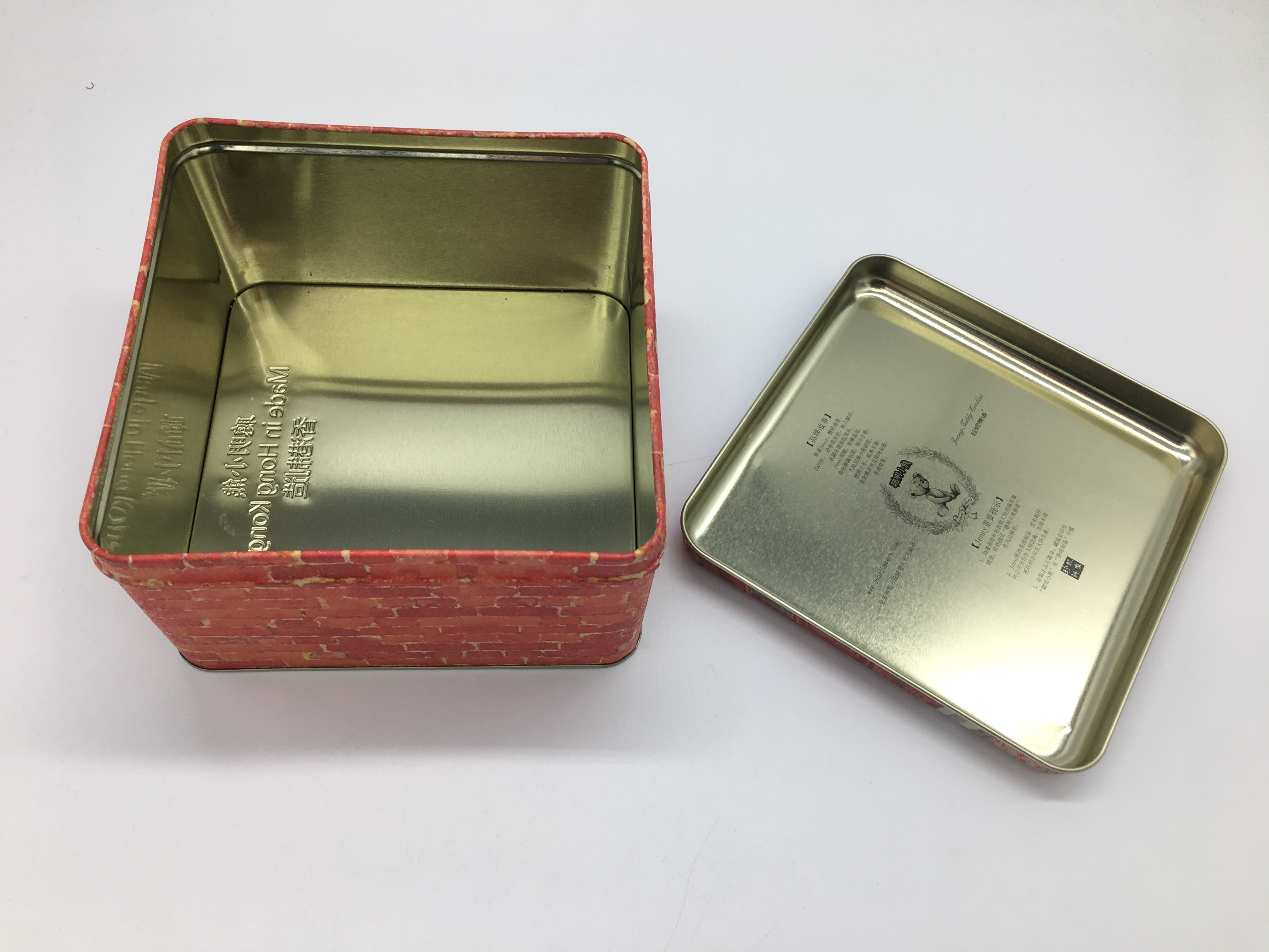 Metal Custom Square Biscuit Tin Box / Printed Gift Boxes 160×160×100mm