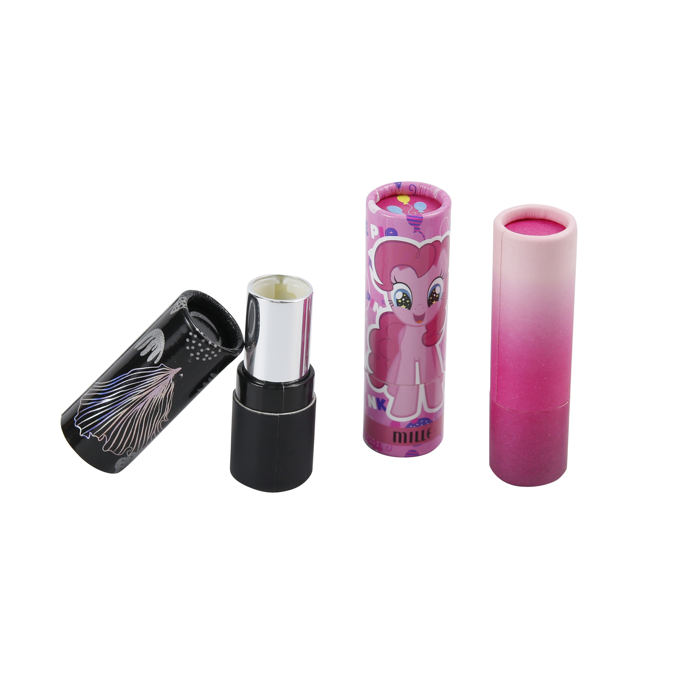 Silver Mechanism Paper Lipstick Tube Case Diam 20mm Height 70mm
