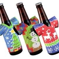 China Christmas neoprene beer bottle cap sleeve Christmas beer can cooler wholesale