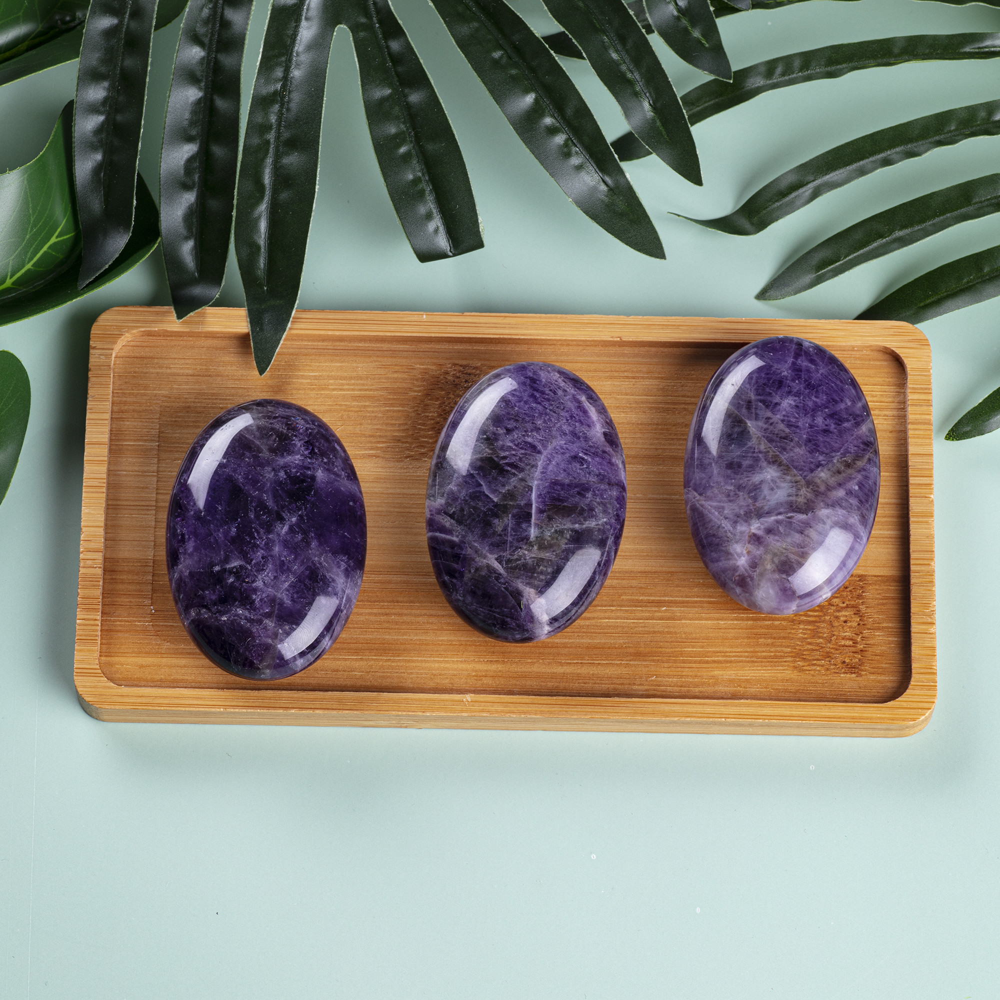 Natural Polished Amethyst Palm Stone Amethyst Pocket Gemstone Amethyst Worry Stone For Stress Relief Home Decoration