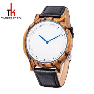 China OEM Black Sandal Wood Watch Leather Band Mineral Glass SS Crown wholesale