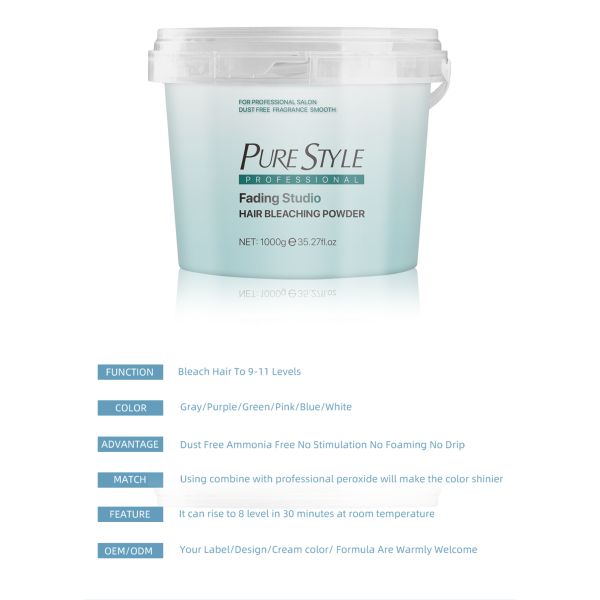 1000g Light Blonde Hair Bleach Powder Organic Blue Up To 9 Level