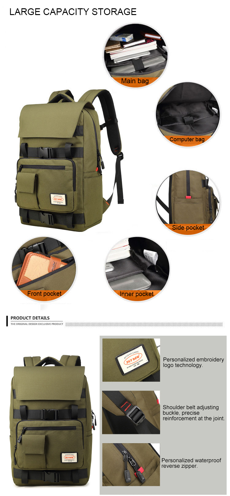 ISO9001 Business Travel Anti Theft Laptop Backpack 27 Litre