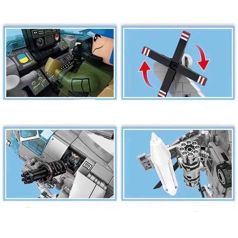 Sembo 202125 Aviation Straight 20- Navy Type Armed Fighter Model Boy Assembles Small Particle Blocks