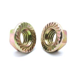 China M5-M20 DIN 6923 Carbon Steel Flange Nuts Yellow Zinc Steel Grade 8 Serrated Hex Flange Nuts wholesale